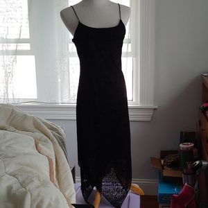 Black semiformal dress with velvet designs